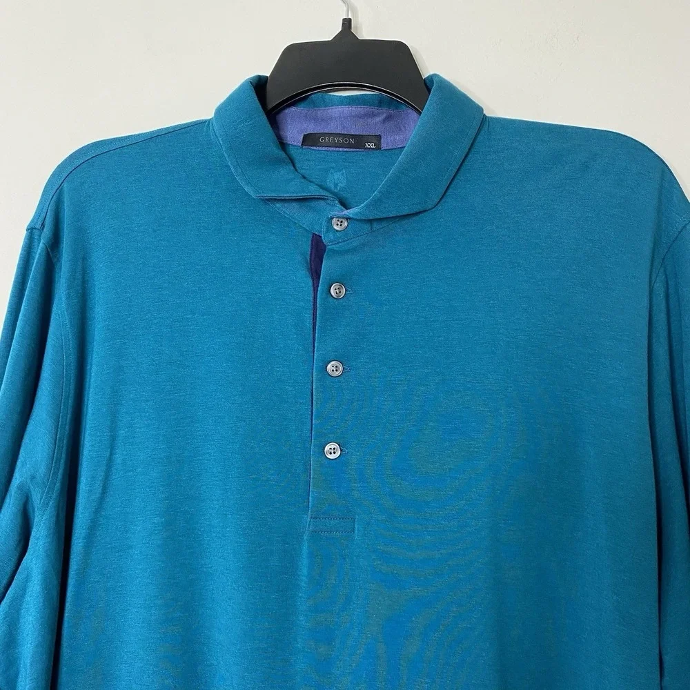 Greyson Apache II Long Sleeve‎ polo Shirt Men's XXL Fiddle Teal Green